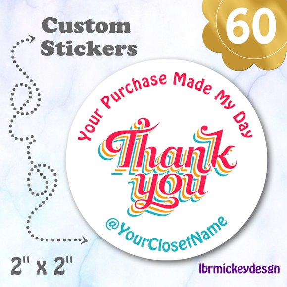 ♥️ 5x25 / 60 Thank you Stickers - Picture 1 of 3